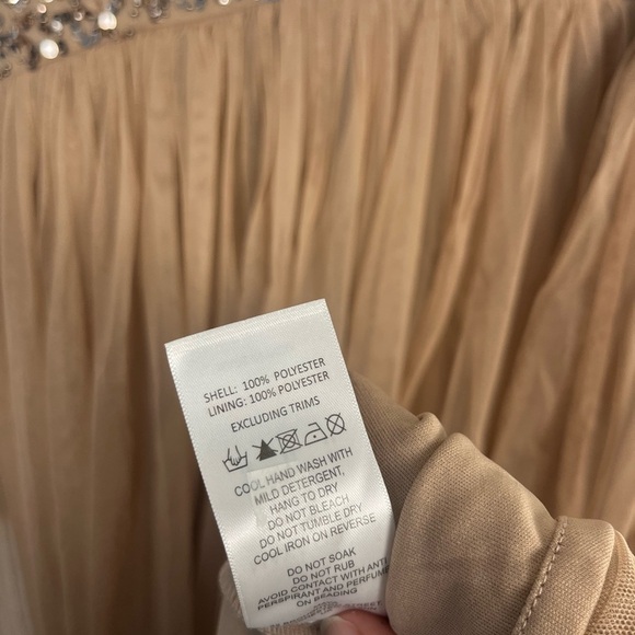 New Maya Maternity long sleeved maxi dress sequin tulle skirt taupe blush 12 - Picture 10 of 13